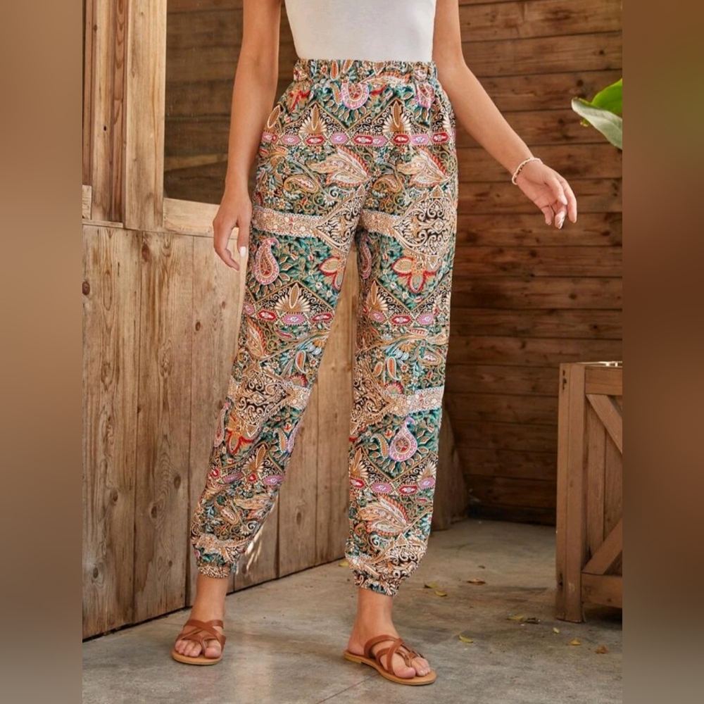 EMERY ROSE Paisley Print Boho Jogger NWOT Sz Sm